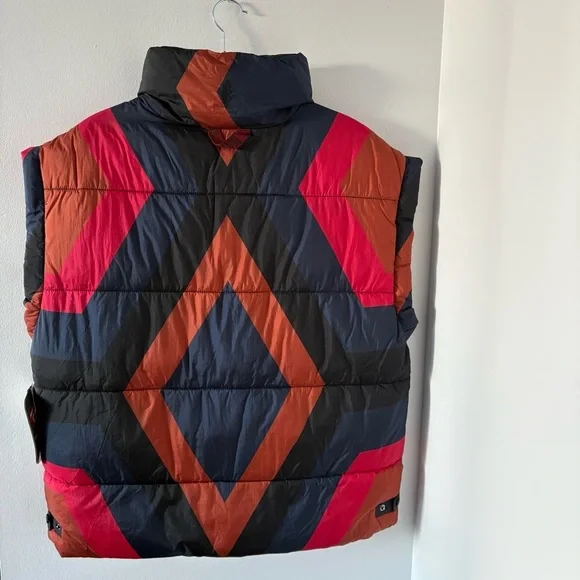 Free People Puffer Vest In a bubble Printed Vest Colorblock Print Size S NWT - Picture 9 of 17